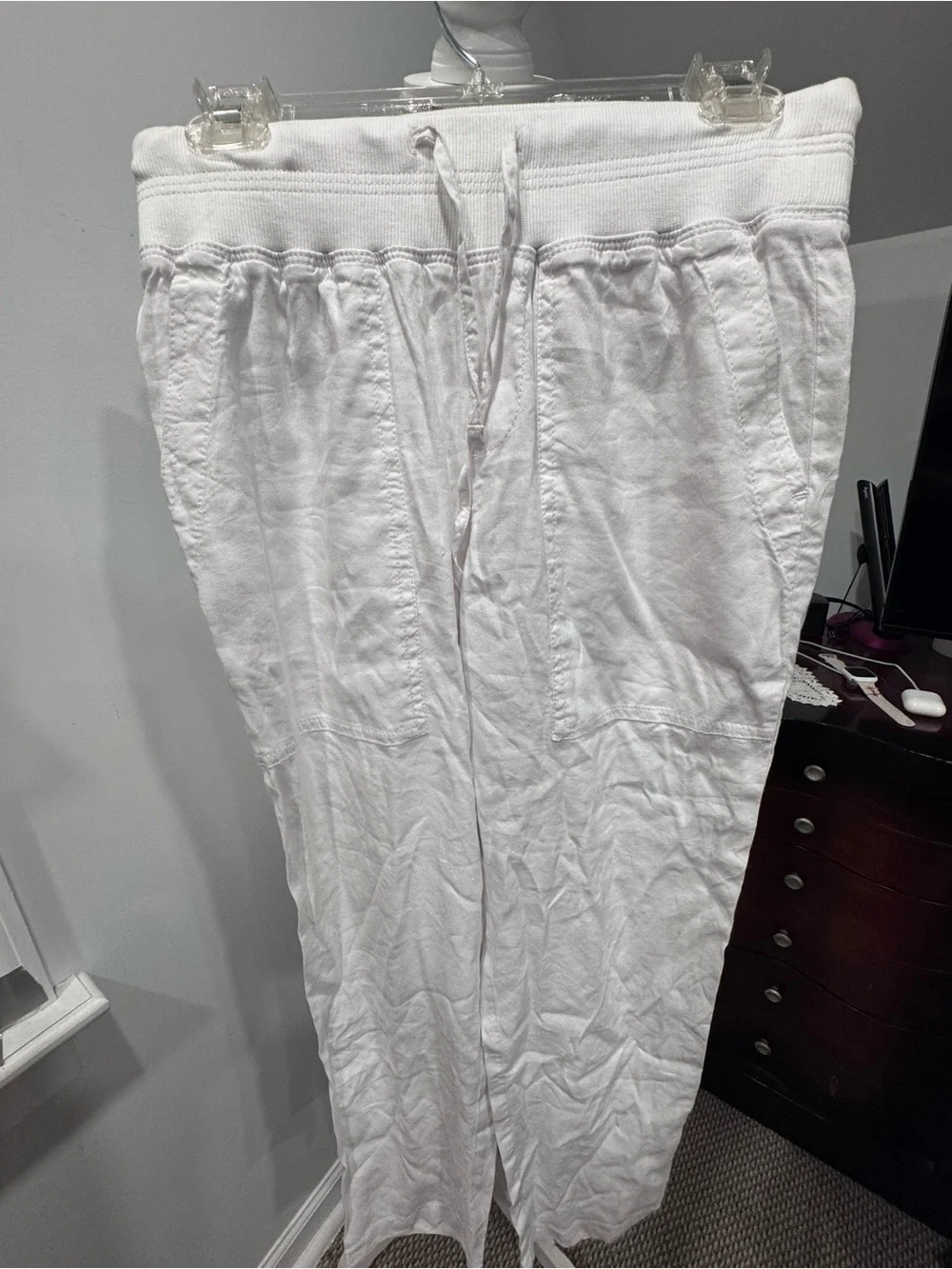 Lou&Grey White Linen-Blend Chinos - L